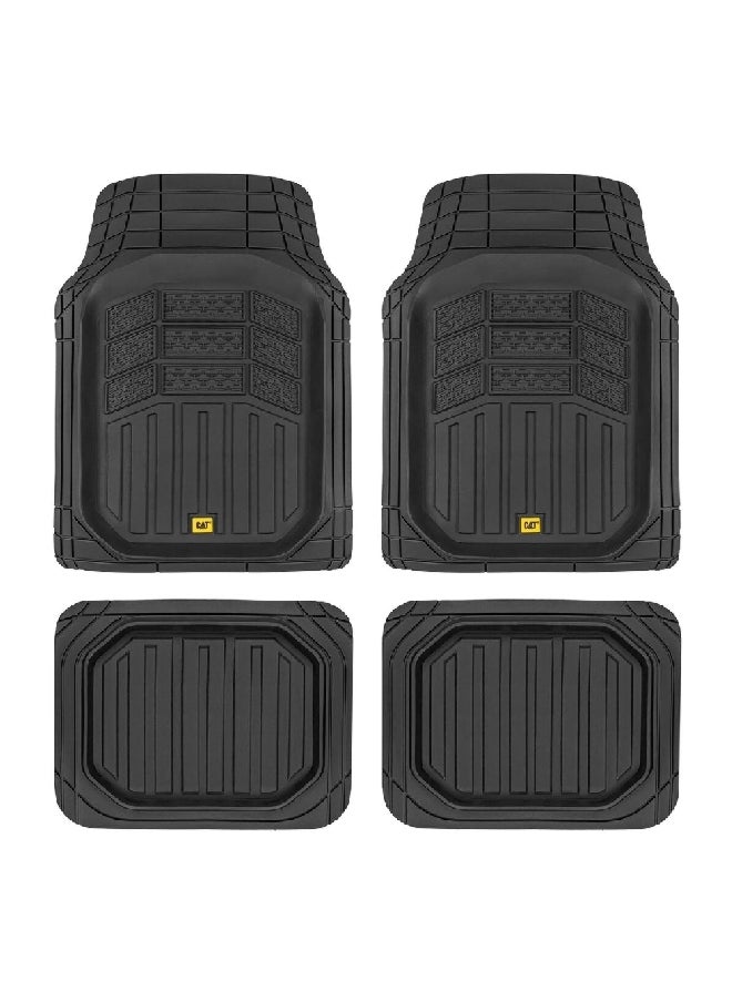 CAT - 4-Piece Heavy Duty Deep Dish All Weather Total Protection Durable Rubber Floor Mat Black 4.285 x 14.128 x 21.59 cm CAMT-9014-BK - Image 1