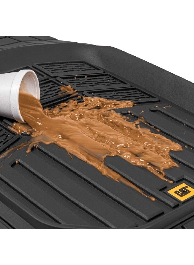 CAT - 4-Piece Heavy Duty Deep Dish All Weather Total Protection Durable Rubber Floor Mat Black 4.285 x 14.128 x 21.59 cm CAMT-9014-BK - Image 1
