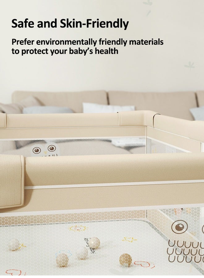 Baby Playpen for Toddler and Babies, Extra Large Baby Playard, Indoor & Outdoor Kids Activity Center with Anti-Slip Base, Play Yard with Soft Breathable Mesh, Baby Fence Play Area (150*180cm) - Image 3