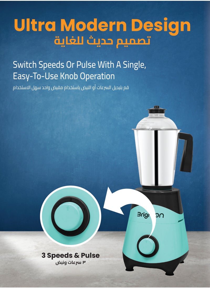 Brighton - Brighton Mixer Grinder: Energy-Saving, High-Performance, Ultra-Modern Design with Powerful 600W Motor and Durable Non-Rusting Steel Jars, 2-Year Warranty - Image 1