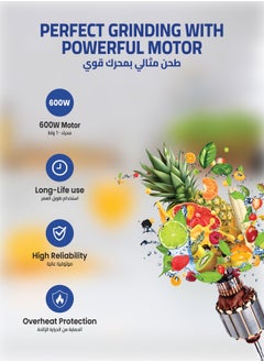 Brighton Brighton Mixer Grinder: Energy-Saving, High-Performance, Ultra-Modern Design with Powerful 600W Motor and Durable Non-Rusting Steel Jars, 2-Year Warranty  - Image 4