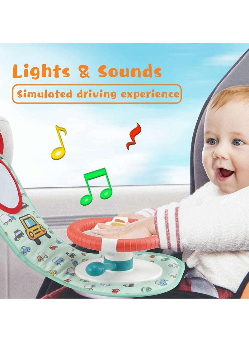KASTWAVE Baby Car Seat Toys for Infants, Baby Car Seat Toys with Mirror, Steering Wheel Toys with Music Lights and Driving Sounds - Image 4