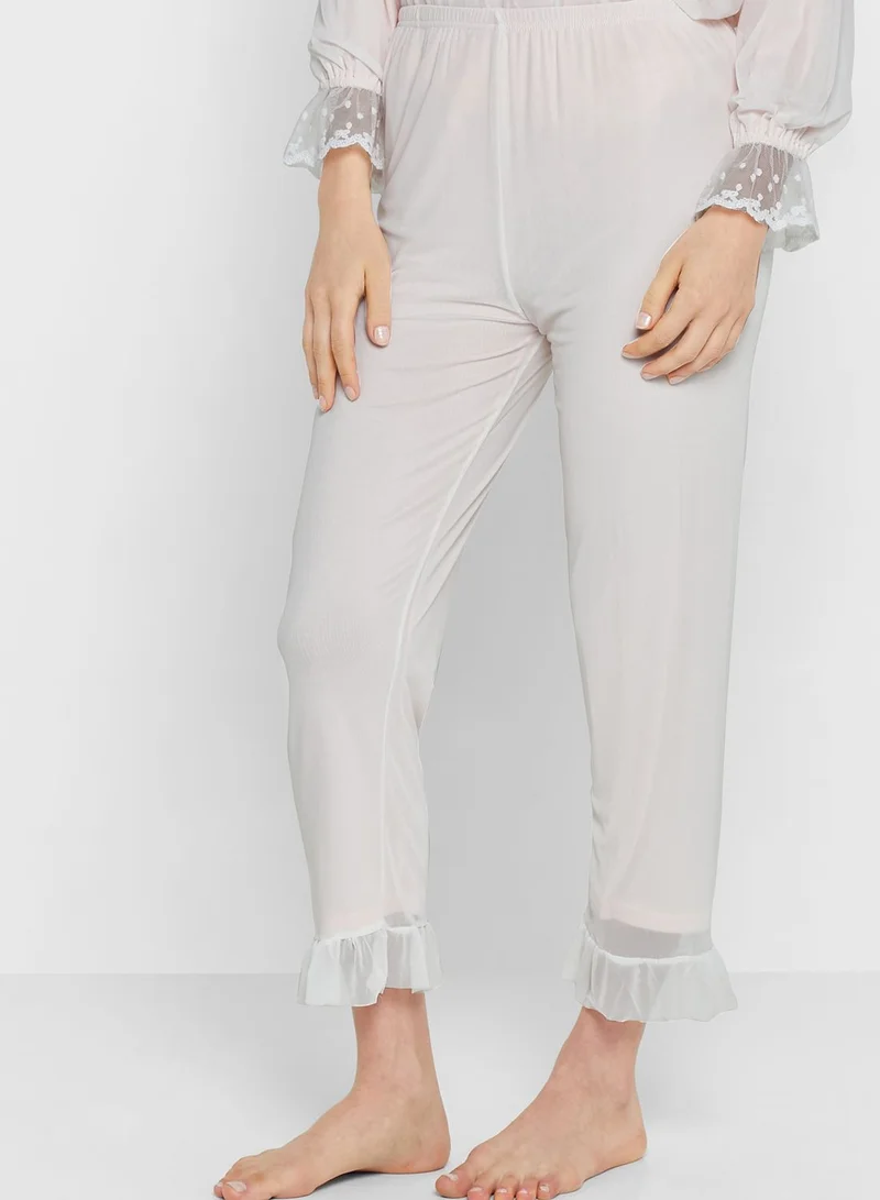 Ginger Lace Trim Pyjama Pant Set