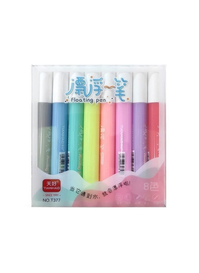 deziine deziine�8 pcs Magical Water Painting Pen, Magical Floating Ink Pen, Erasing Whiteboard Marker, A Watercolor Pen That Can Float in The Water, Magical Water Painting Pens Kit Set for Kids,Plastic  - Image 1