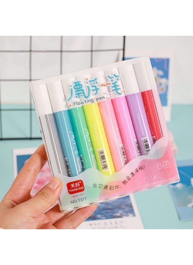 deziine deziine�8 pcs Magical Water Painting Pen, Magical Floating Ink Pen, Erasing Whiteboard Marker, A Watercolor Pen That Can Float in The Water, Magical Water Painting Pens Kit Set for Kids,Plastic  - Image 2
