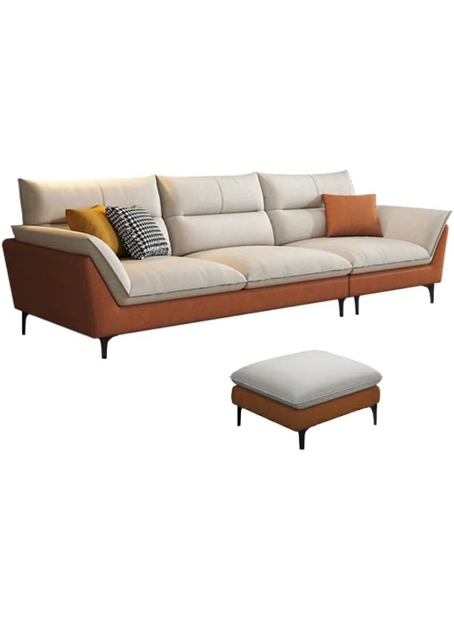 Comfynest Comfynest Modern Orange Sofa With Beige Tech Cloth Upholstery, Stain Resistant & Durable Wood Frame, Sponge Seat Filling  - Image 1
