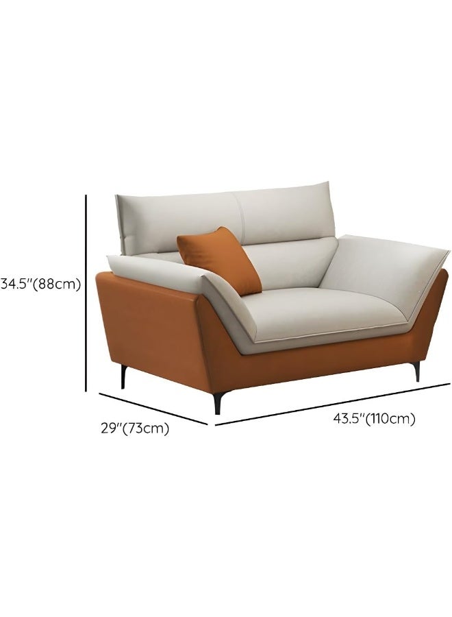 Comfynest Comfynest Modern Orange Sofa With Beige Tech Cloth Upholstery, Stain Resistant & Durable Wood Frame, Sponge Seat Filling  - Image 3