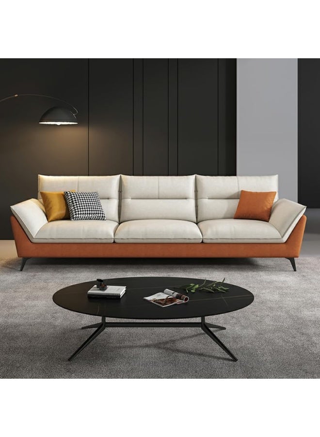 Comfynest Comfynest Modern Orange Sofa With Beige Tech Cloth Upholstery, Stain Resistant & Durable Wood Frame, Sponge Seat Filling  - Image 4