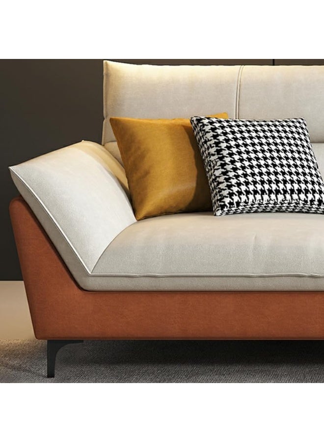 Comfynest Comfynest Modern Orange Sofa With Beige Tech Cloth Upholstery, Stain Resistant & Durable Wood Frame, Sponge Seat Filling  - Image 5