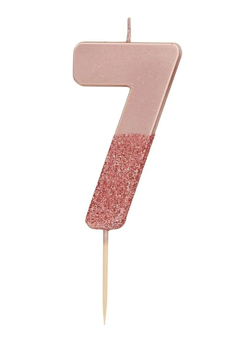 Talking Tables Rose Gold Glitter Number Candle - 7