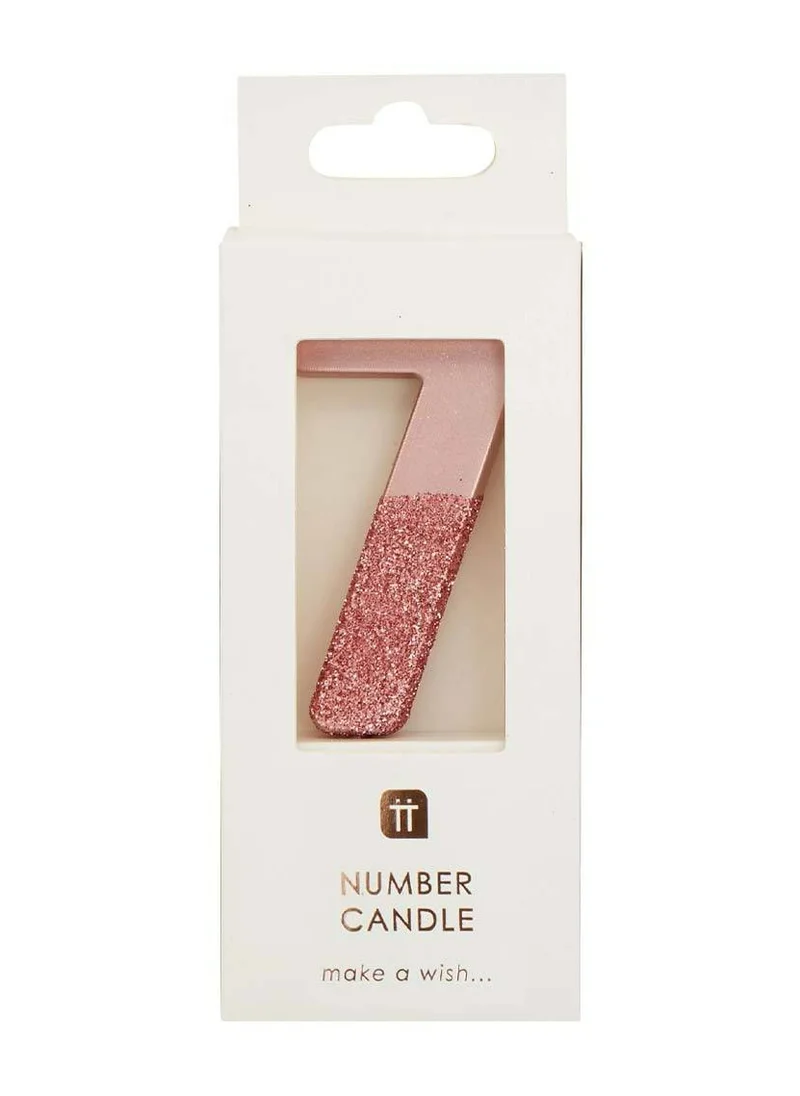Talking Tables Rose Gold Glitter Number Candle - 7