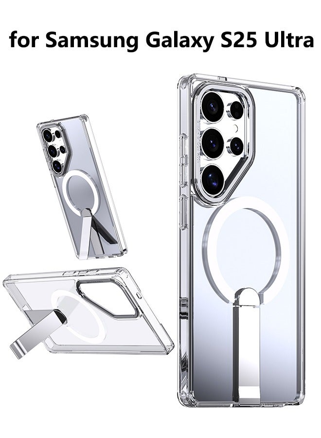 حامل مغناطيسي قوي وبدون درزات لجراب Samsung Galaxy S25 Ultra، مناسب لـ MagSafe، حماية من السقوط بدرجة عسكرية، حامل قابل للتعديل لجراب Samsung Galaxy S25 Ultra، شفاف رفيع - Image 1