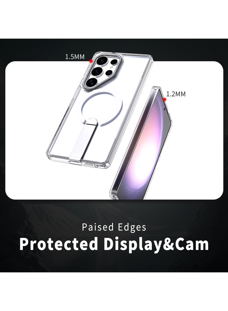حامل مغناطيسي قوي وبدون درزات لجراب Samsung Galaxy S25 Ultra، مناسب لـ MagSafe، حماية من السقوط بدرجة عسكرية، حامل قابل للتعديل لجراب Samsung Galaxy S25 Ultra، شفاف رفيع - Image 4