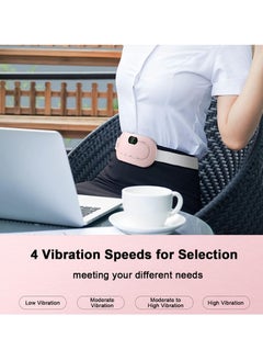 Gonice Heating Pad Electric Waist Belt Device Portable Cordless Fast Heating 3 Temperature Modes 4 Massage Speeds for Back Pain Relief USB Charging Belly Warm Heating Pad for Girls Women  - Image 3