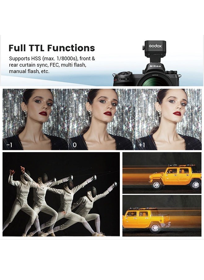 Godox - Godox X3-N Touchscreen TTL Wireless Flash Trigger for Nikon Camera, 1/8000s HSS TTL TCM Function, Built-in Battery USB-C Charge Flash Transmitter Compatible with Nikon Z6 D850 D750 D610 D7100 D5300 - Image 1