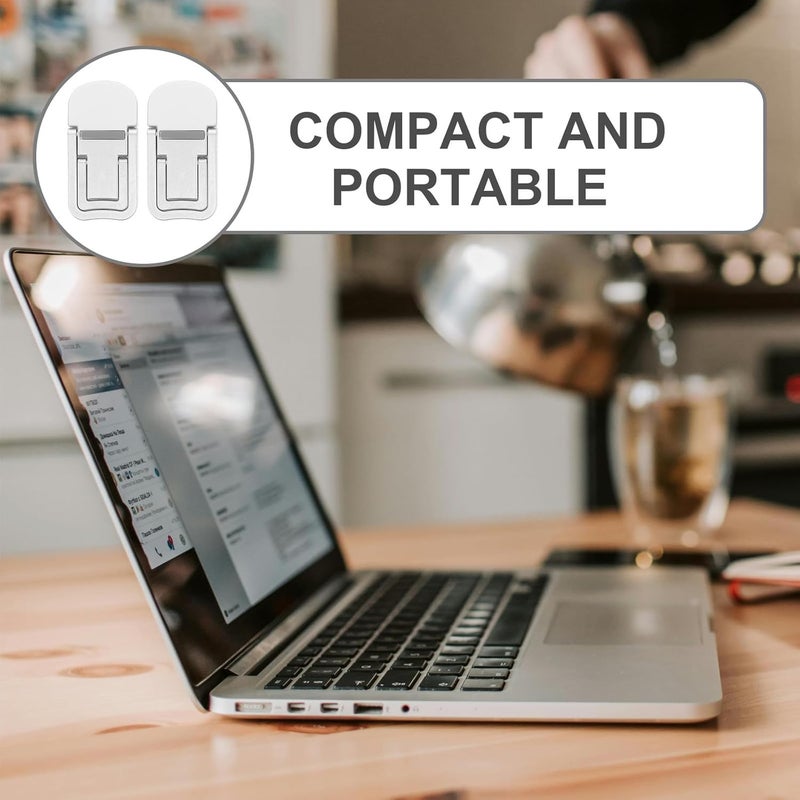 Adjustable Portable Laptop Stand with Cooling Pad and Foldable Kickstand for Desk Use, Ergonomic Notebook Holder in Silver for Travel and Home Office - Image 3