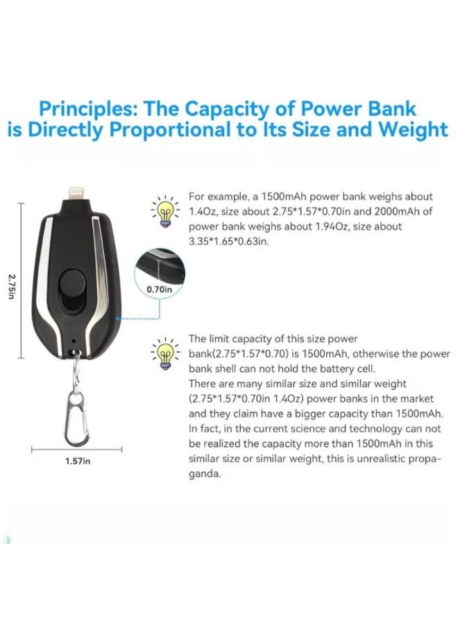 Keychain Portable Charger for iPhone, Ultra-Compact External Fast Charging Power Bank Battery Pack, Key Ring Cell Phone Charger  - Image 2