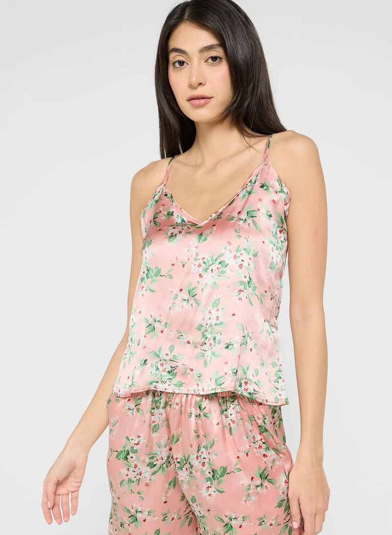 ELLA 5Pc Pyjama Set Cami Top With Night Robe, Slip, Short & Pant