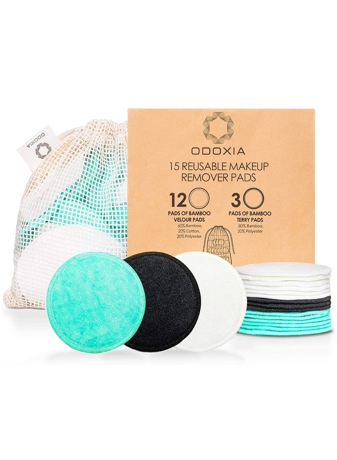 ODOXIA Reusable Makeup Remover Pads | Eco Friendly & Zero Waste Cotton Rounds | Beauty Products | 15 Natural & Organic Face Pads with Laundry Bag | Soft for All Skin Types | Bamboo Wipes for Facial Cleansing  - Image 1