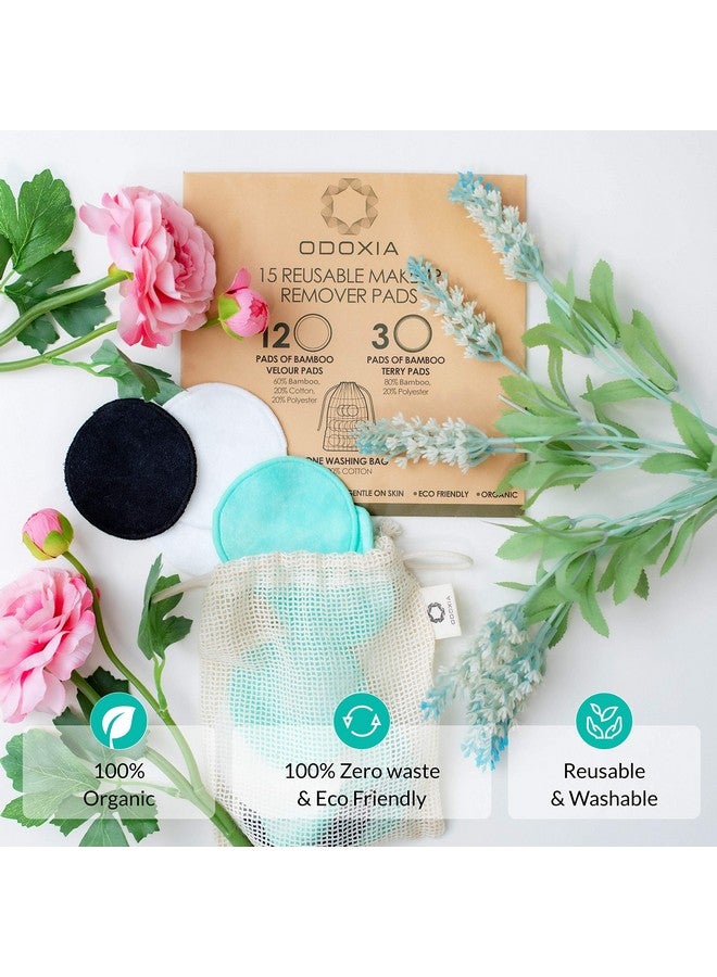 ODOXIA Reusable Makeup Remover Pads | Eco Friendly & Zero Waste Cotton Rounds | Beauty Products | 15 Natural & Organic Face Pads with Laundry Bag | Soft for All Skin Types | Bamboo Wipes for Facial Cleansing  - Image 2