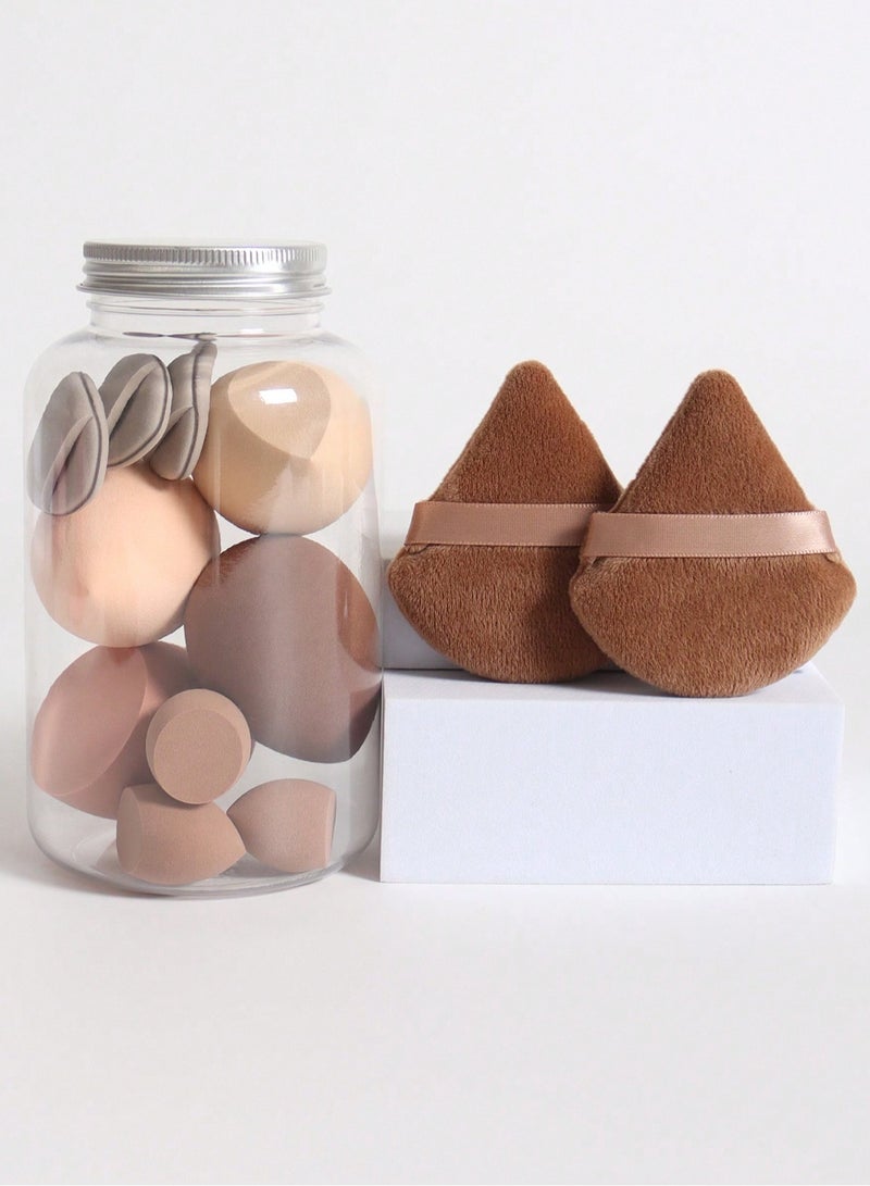 المنزل والمنزل مجموعة إسفنجات المكياج المكونة من 14 قطعة تتضمن 2 منفوخة بودرة مثلثة، و2 منفوخة بودرة مثلثة متوسطة، و4 بيضات مكياج، و3 بيضات مكياج صغيرة، و3 منفوخات هوائية صغيرة للأصابع، جميعها معبأة في زجاجة شفافة، مصنوعة من مادة فائقة النعومة - Image 5