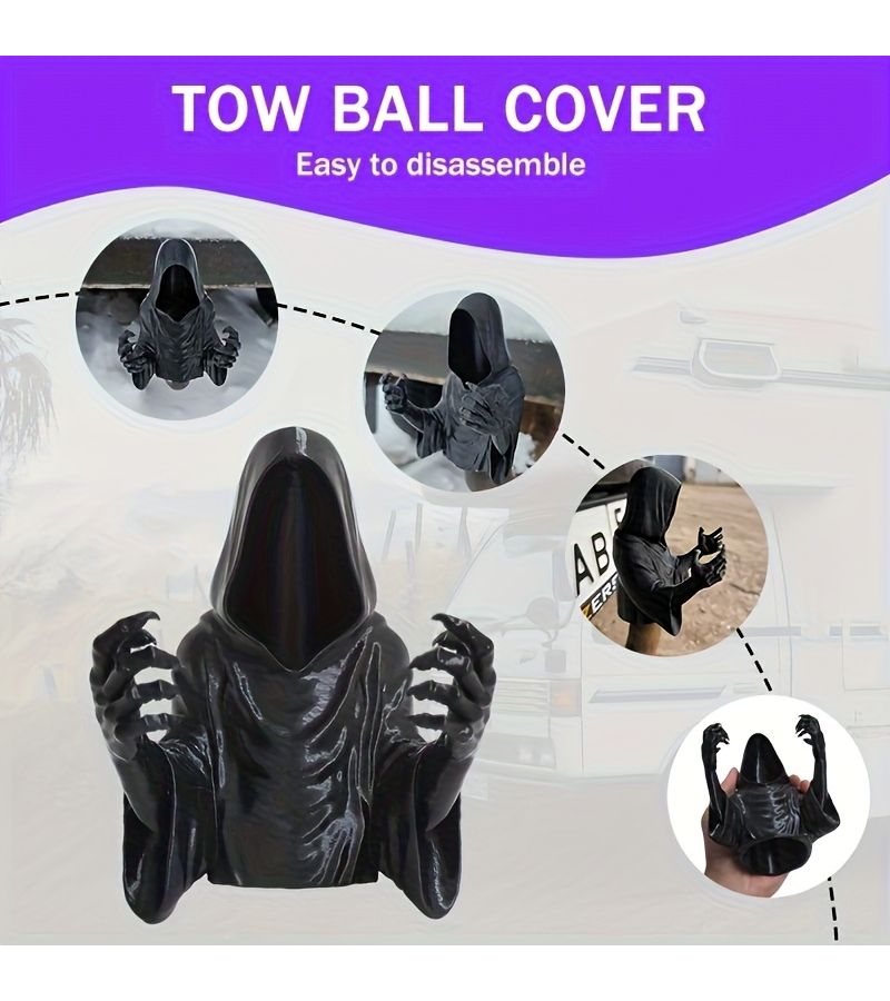 Black 1.97 Inch Towing Ball Cover Dustproof Protector For RV Truck Boat Trailer Accessories - Image 1