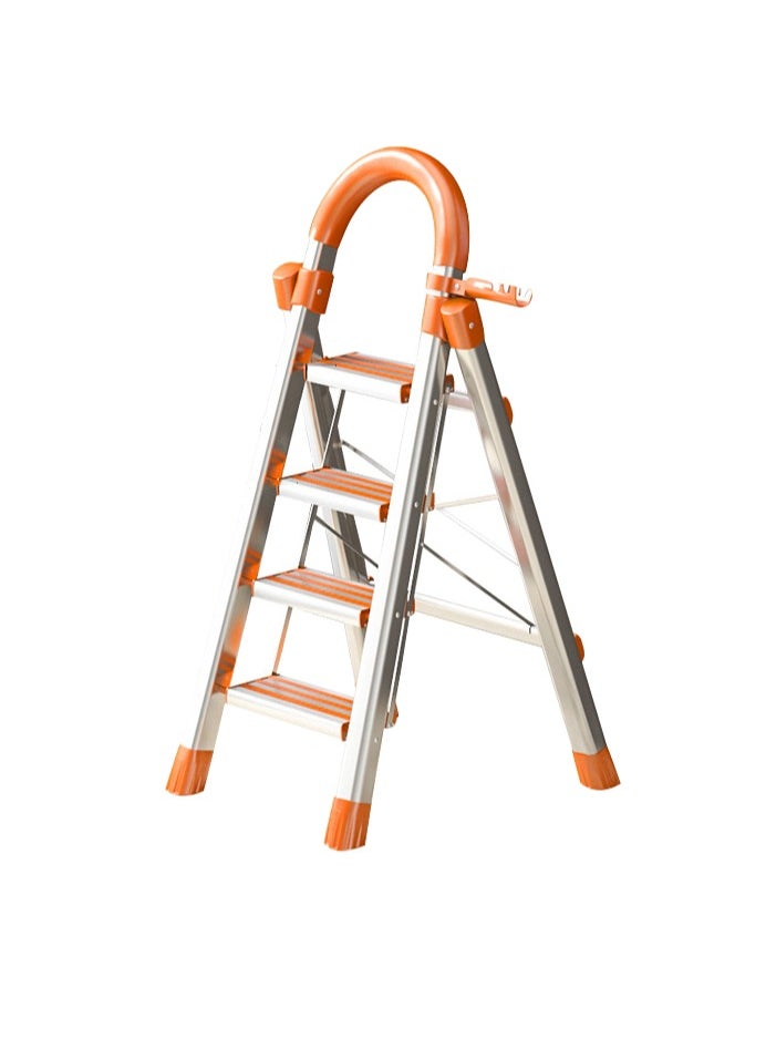 SUNRISE 4 Step Folding Aluminum Ladder Lightweight Anti Slip with Tool Hook for Home and Kitchen Use  - Image 1