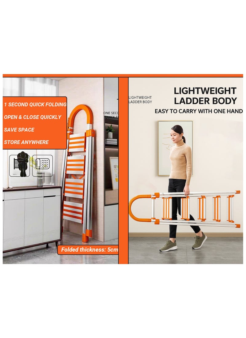 SUNRISE 4 Step Folding Aluminum Ladder Lightweight Anti Slip with Tool Hook for Home and Kitchen Use  - Image 4