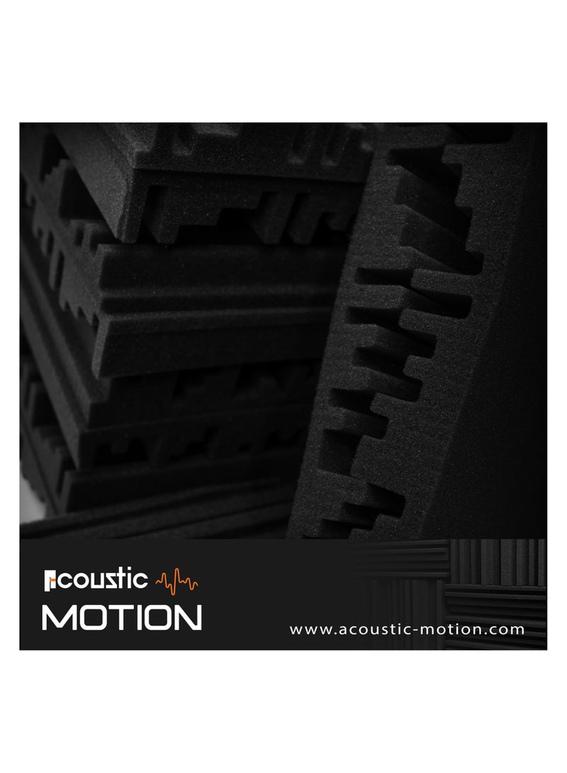 أكويستك موشان الواح فوم اكوستيك موشن ذاتية اللصق عازلة للصوت - فوم صوتي عالي المرونة، بطانة عازلة للصوت للجدران، الواح امتصاص الصوت للمنزل والاستوديو وديكور الحائط (12 قطعة، 30 × 30 × 5 سم) - Image 2