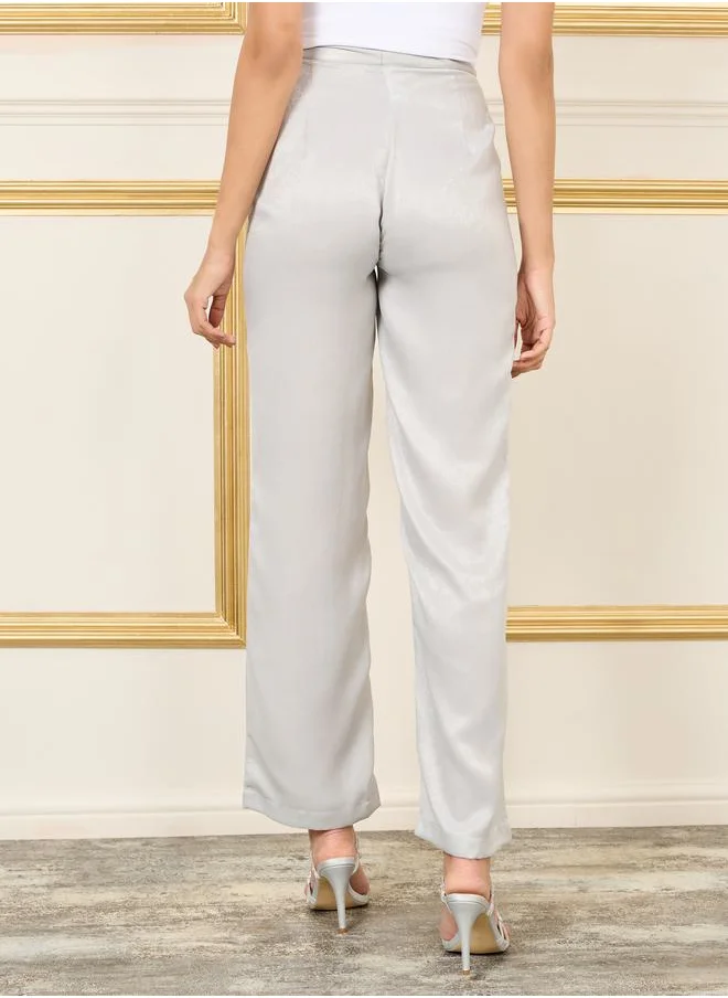 ستايلي Satin High Rise Straight Leg Trouser