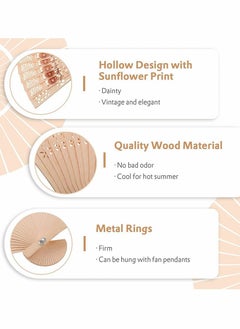 Y&D Wooden Folding Fan Vintage Fan Handheld Fans Sandalwood Hand Chinese with Tassel for Women Foldable Wedding Favors and Birthday Gifts  - Image 2
