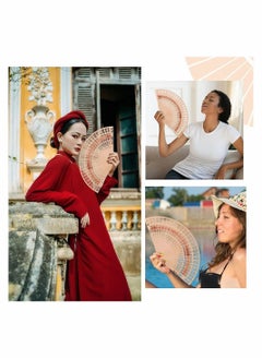 Y&D Wooden Folding Fan Vintage Fan Handheld Fans Sandalwood Hand Chinese with Tassel for Women Foldable Wedding Favors and Birthday Gifts  - Image 5