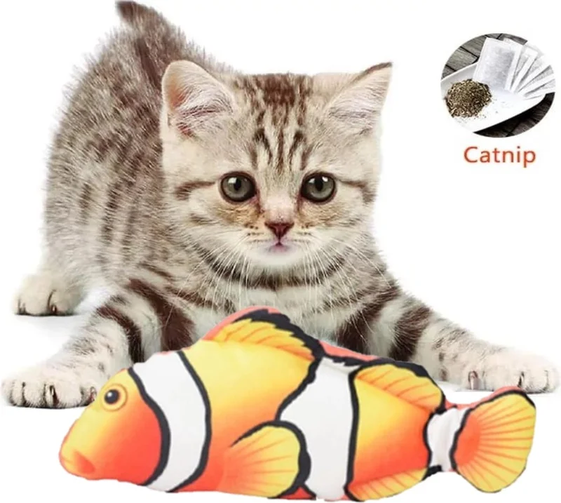 Tineke Plush Cat Toy Fish Catnip Herb Rattle 1 Piece Clown Open