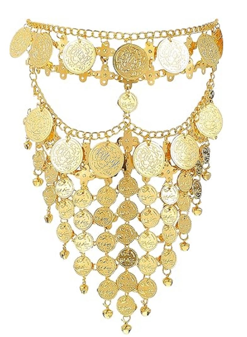 Jewelry Coin Face Veil Chain Mask Gold One Size
