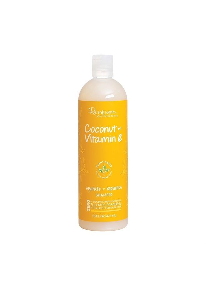 Renpure Plant-Based Beauty Coconut & Vitamin E Hydrate + Replenish Shampoo, 16 Fluid Ounce - Image 1