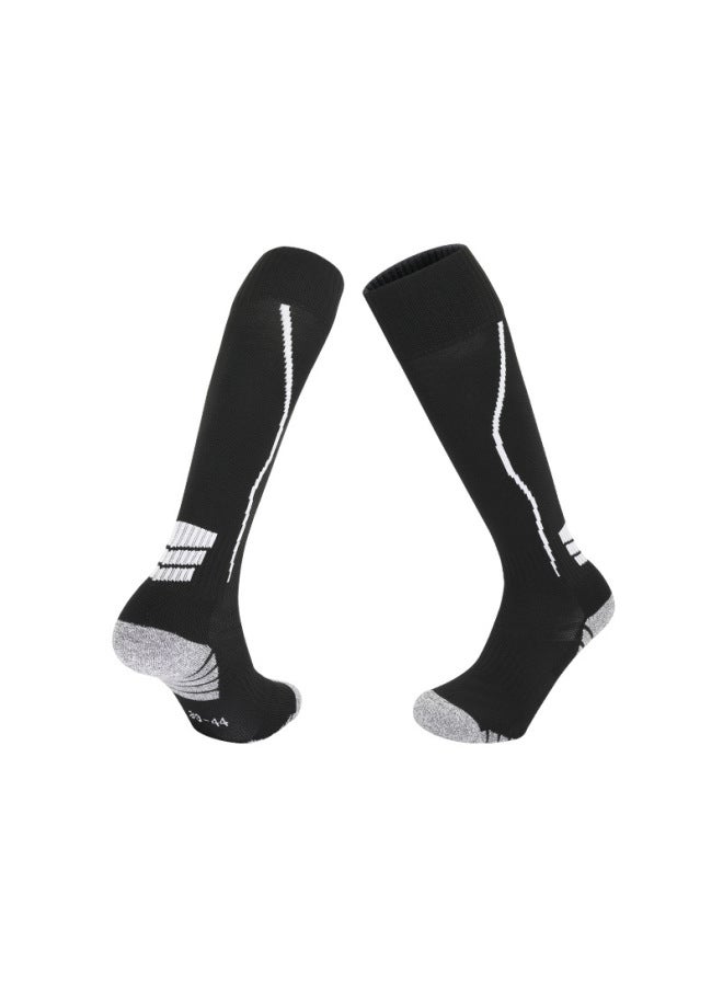 Professional Football Socks, Practical Long Training Socks, Non-slip Breathable Towel Bottom High Tube Solid Color Fencing Socks