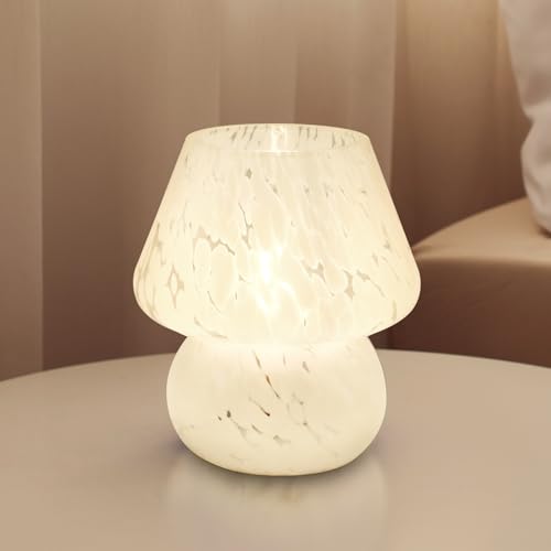 Dawnwake Mushroom Lamp Table Lamp for BedroomSmall Desk Bedside Lamps for Living RoomMushroom Decor Cute Mini Modern Mid Century Lamps for Night Stands White - Image 1
