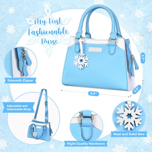 Shemira Play Purse for Little Girls Princess Pretend Toys for Girls 3 4 5 6 7 8 Years Old Christmas Birthday Gift for Kids Age 35 46 68 Toddler Purse with Accessories Kids Toy Purse Blue - Image 5