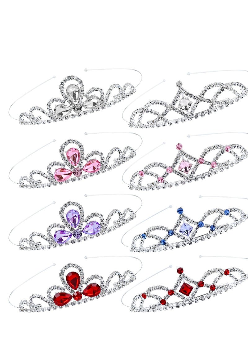 Captaintech Girls Crown Tiara Sparkly Glitter Rhinestone Silver Metal Headbands, Wedding Hair Clasps Princess Accessories for Kids Women Brides for Birthday Party - Image 1