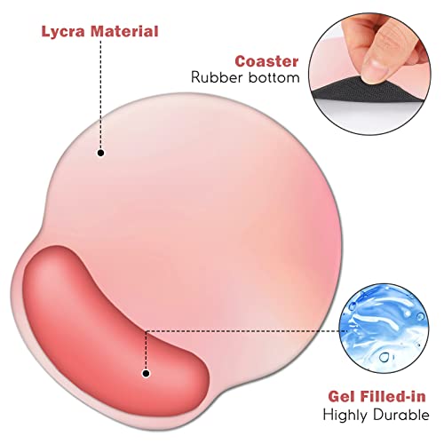 DINKY Ergonomic Mouse Pads, Cute Mouse Pad with Wrist Rest Support Gel, Non-Slip PU Base Mouse Mat with Memory Foam for Home, Office and Gaming, Easy Typing & Pain Relief-Light Pink - Image 3
