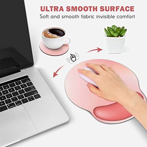 DINKY Ergonomic Mouse Pads, Cute Mouse Pad with Wrist Rest Support Gel, Non-Slip PU Base Mouse Mat with Memory Foam for Home, Office and Gaming, Easy Typing & Pain Relief-Light Pink - Image 4
