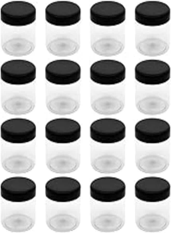 8 Piece Plastic Jar - White Clear Size 200 ml - Diameter 7 Centi - Lid - Black Smooth & Plastic Medicine - Void Plastic High Quality & Healthy Refill Storage Jar - artistic (Smooth Black Lid)