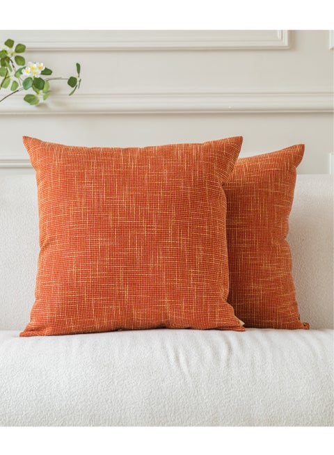 Set of 2 Orange Red Linen Decorative Throw Pillow Covers 45 x 45 CM Farmhouse Pillow Covers with Cross for Couch Sofa Bed Living Room Home Decor