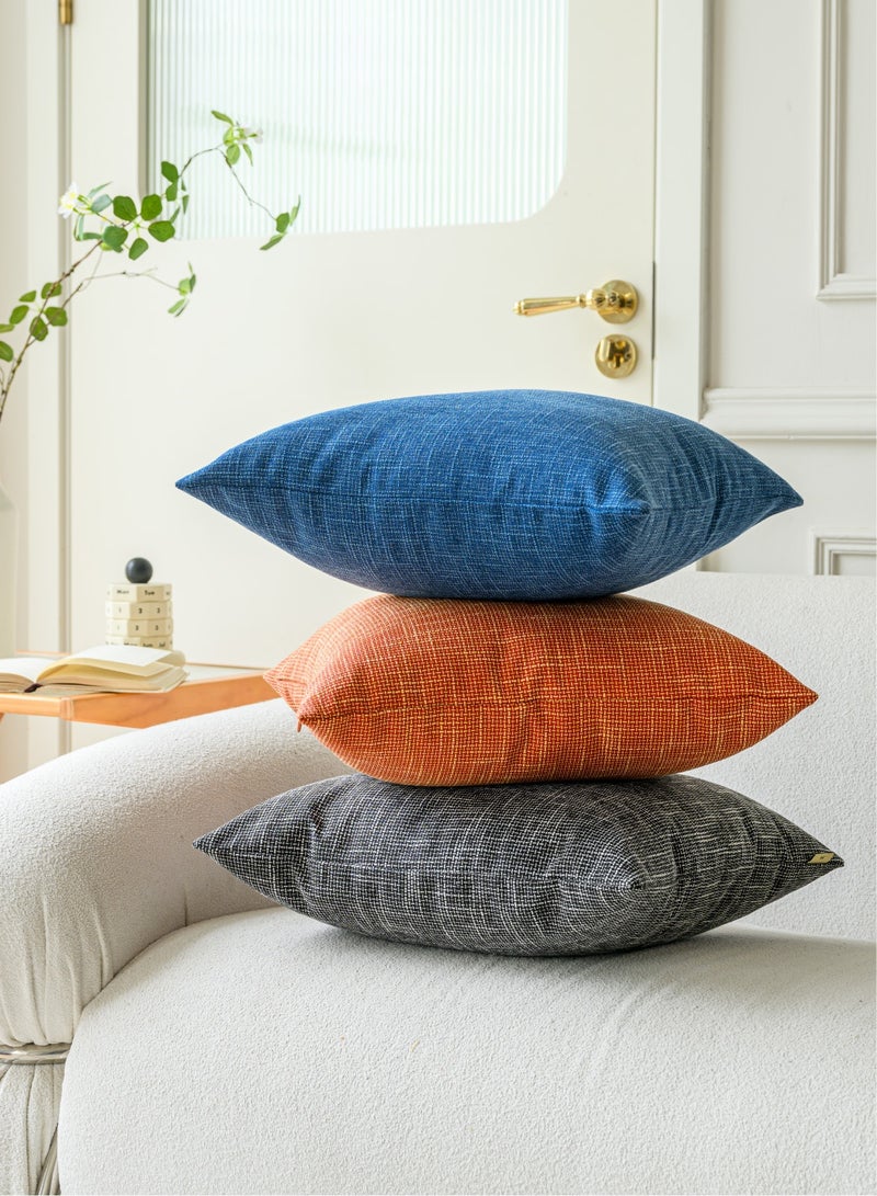 لحظة مجموعة من 2 غطاء وسادة زخرفي من الكتان بلون أحمر برتقالي مقاس 45 × 45 سم، أغطية وسادة مزخرفة للمزرعة مع تقاطع لأريكة السرير وغرفة المعيشة والديكور المنزلي - Image 5