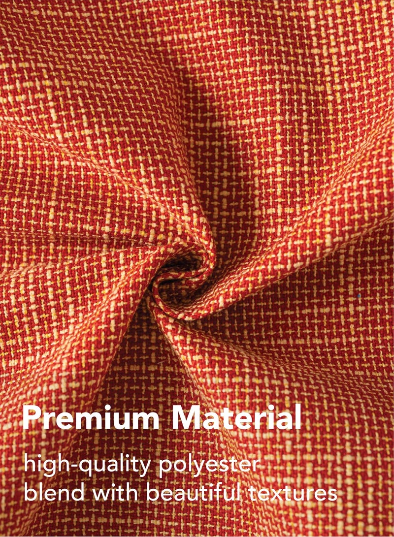 لحظة مجموعة من 2 غطاء وسادة زخرفي من الكتان بلون أحمر برتقالي مقاس 45 × 45 سم، أغطية وسادة مزخرفة للمزرعة مع تقاطع لأريكة السرير وغرفة المعيشة والديكور المنزلي - Image 2