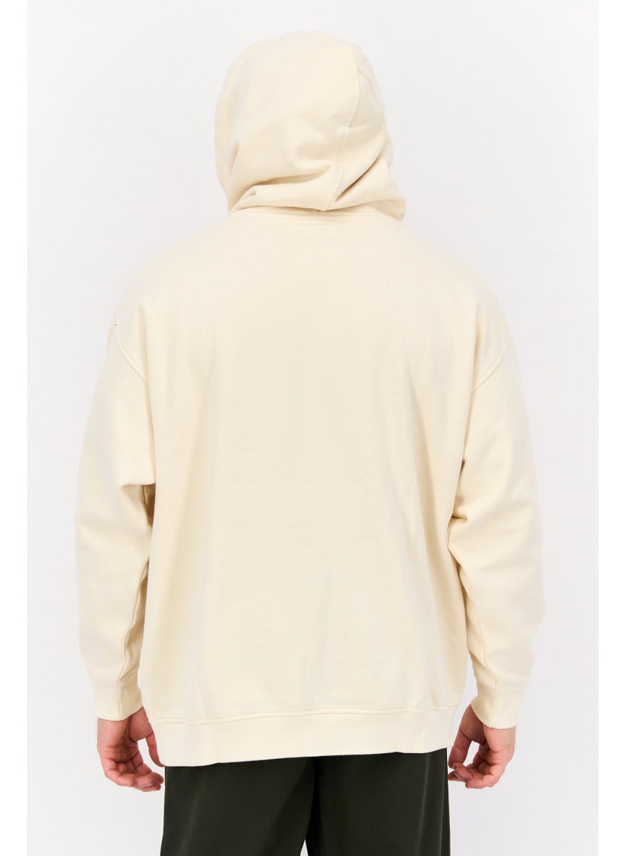 Wrangler Men Hood Graphic Print Long Sleeves Sweatshirt, Beige  - Image 4