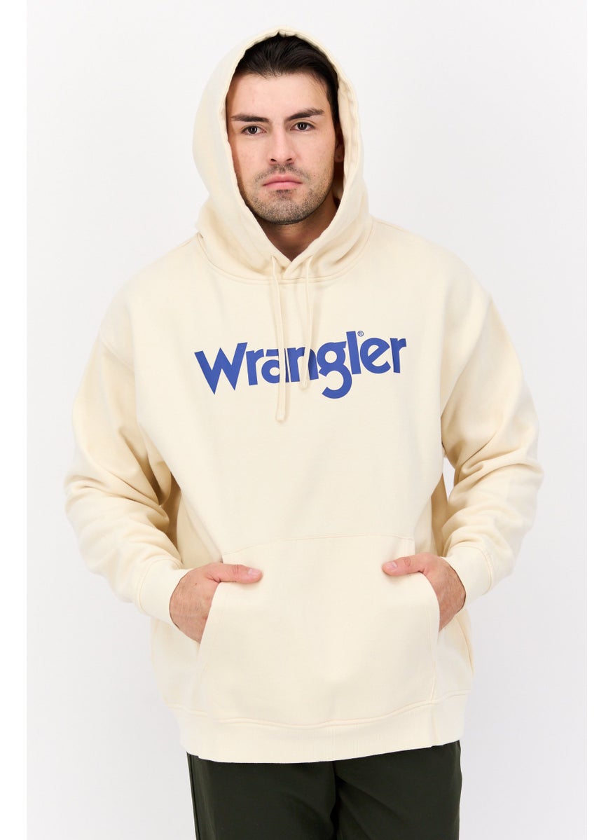 Wrangler Men Hood Graphic Print Long Sleeves Sweatshirt, Beige  - Image 1