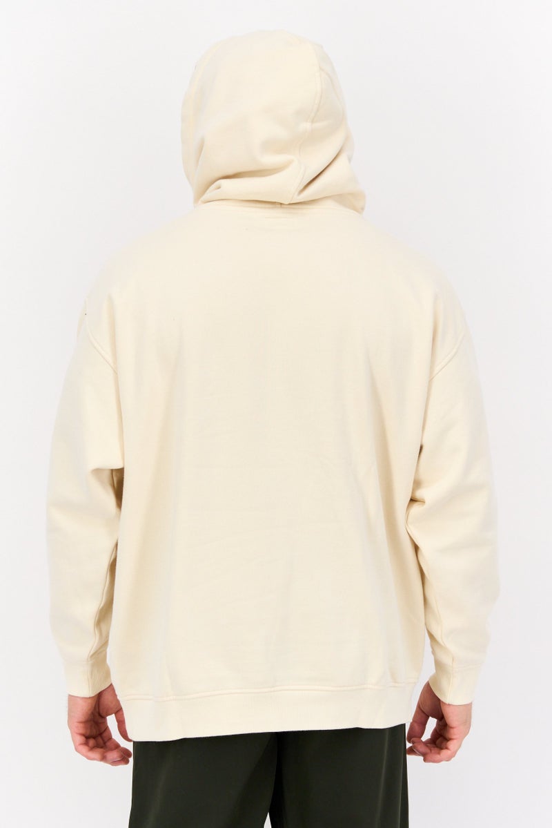 Wrangler Men Hood Graphic Print Long Sleeves Sweatshirt, Beige - Image 4