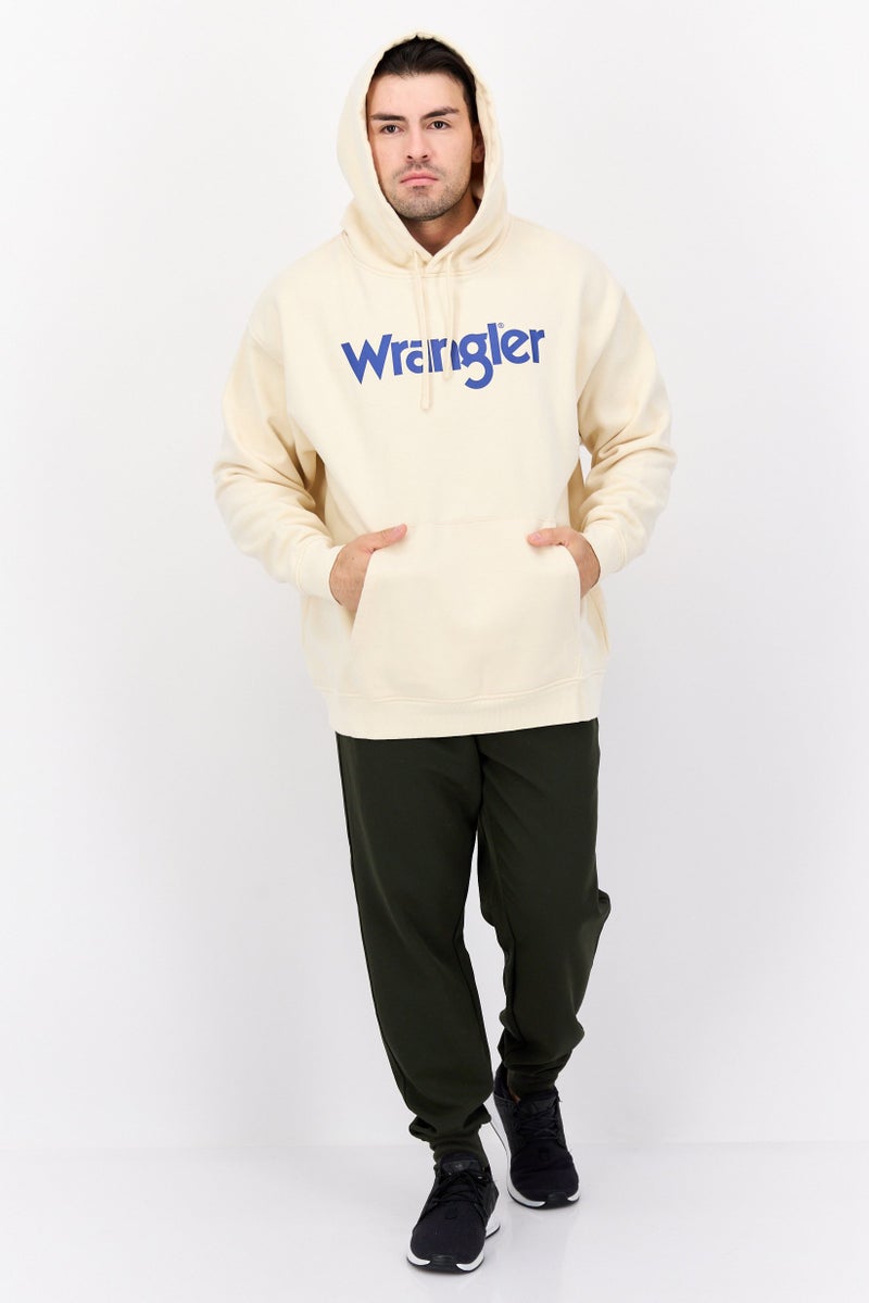 Wrangler Men Hood Graphic Print Long Sleeves Sweatshirt, Beige - Image 4