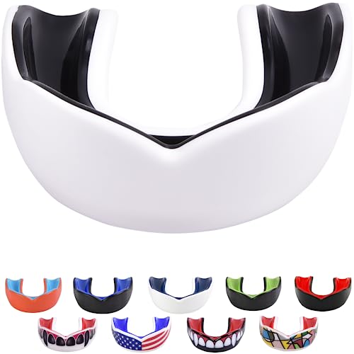 Oral Mart Adult Mouth Guard (Color: White/Black) - Sports Mouthguard for Karate, Boxing, Martial Arts, Football, MMA, Sparring, Hockey, Rugby, BJJ, Muay Thai,Soccer - Image 1